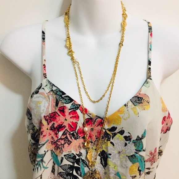 Unique Long Gold Tone Chain with Fishes and pearls - Picture 5 of 8